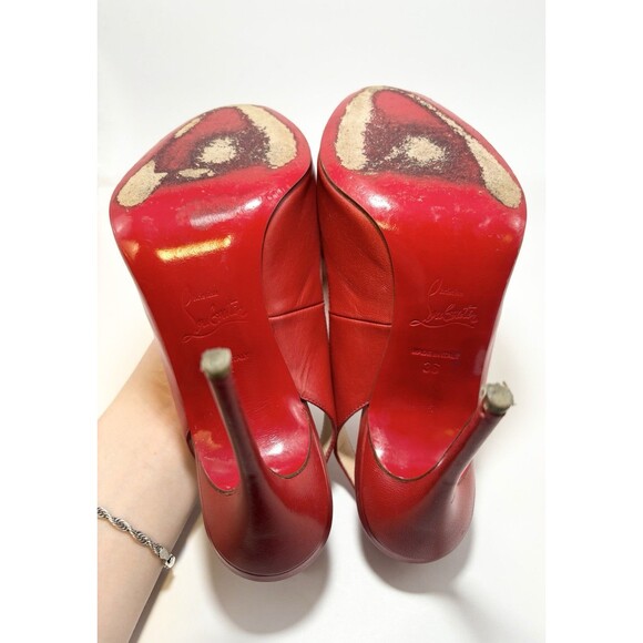Christian Louboutin Flo Sling 120 Heels Red Calf Leather Slingbacks Sz Eu 36 6 - Picture 8 of 11
